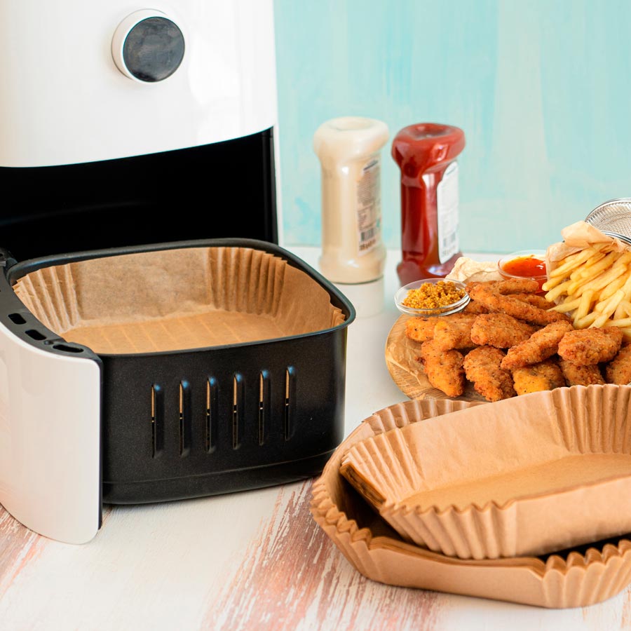 Siliconed paper mold square airfryer 16 x 16 x 4.5 cm
