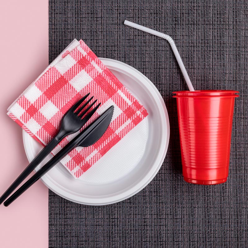 Plato Llano Redondo Plástico PS Reutilizable Ø 22 cm Blanco (25 uds)