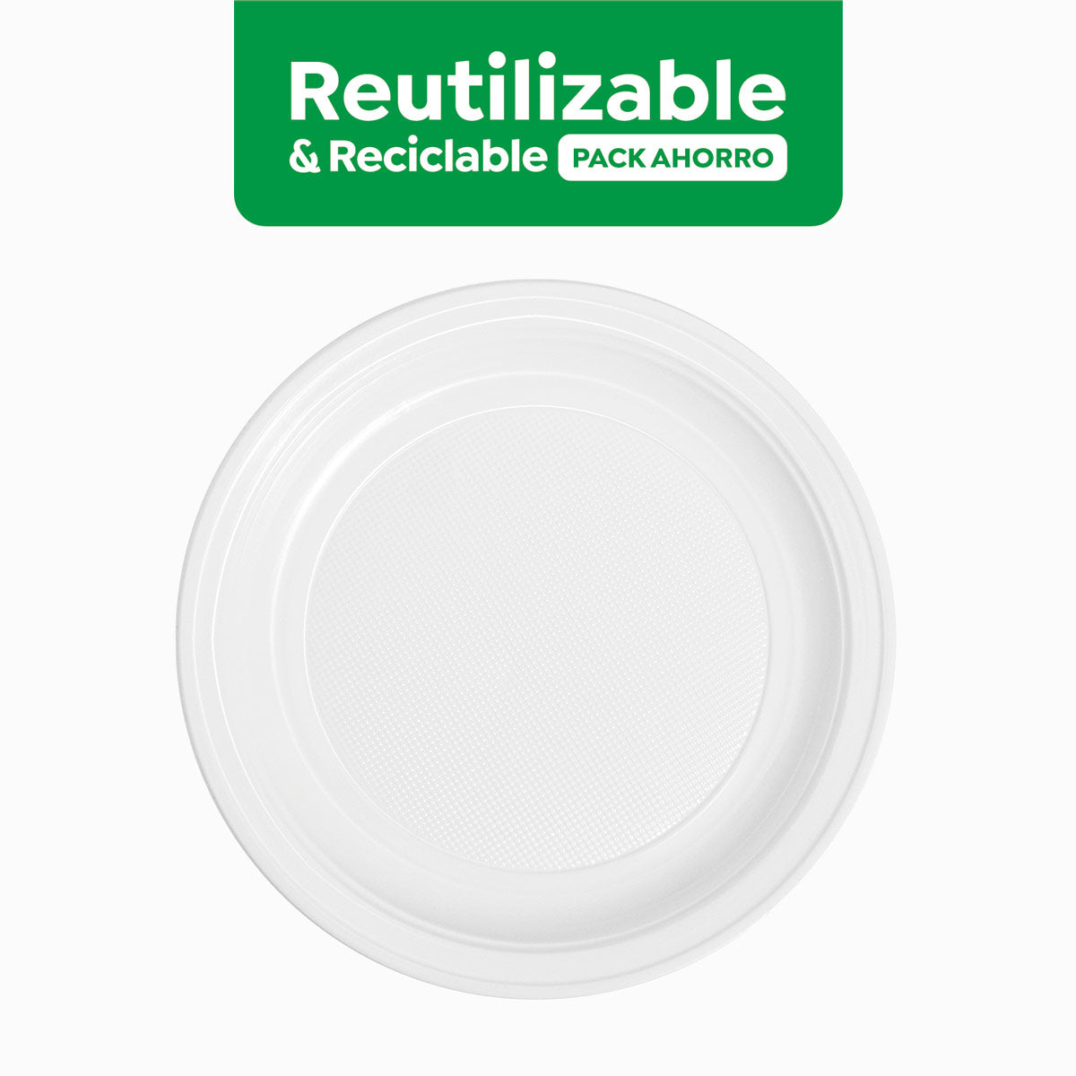 Sobremesa de prato de plástico redondo Ø 17 cm branco