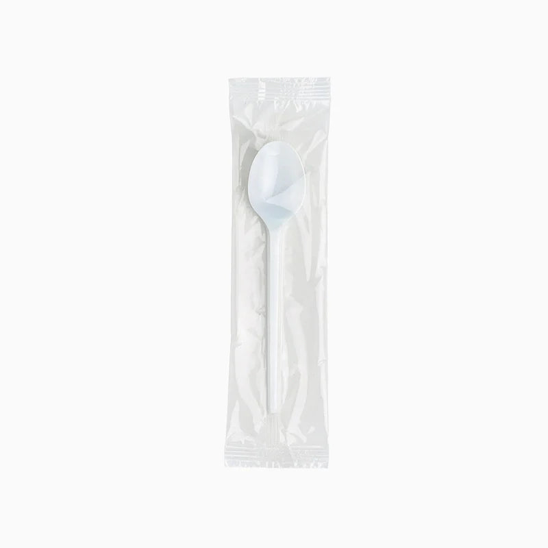 Cuillère à Dessert Réutilisable en sachet plastique PS 12,5 cm Blanc (1 unité)