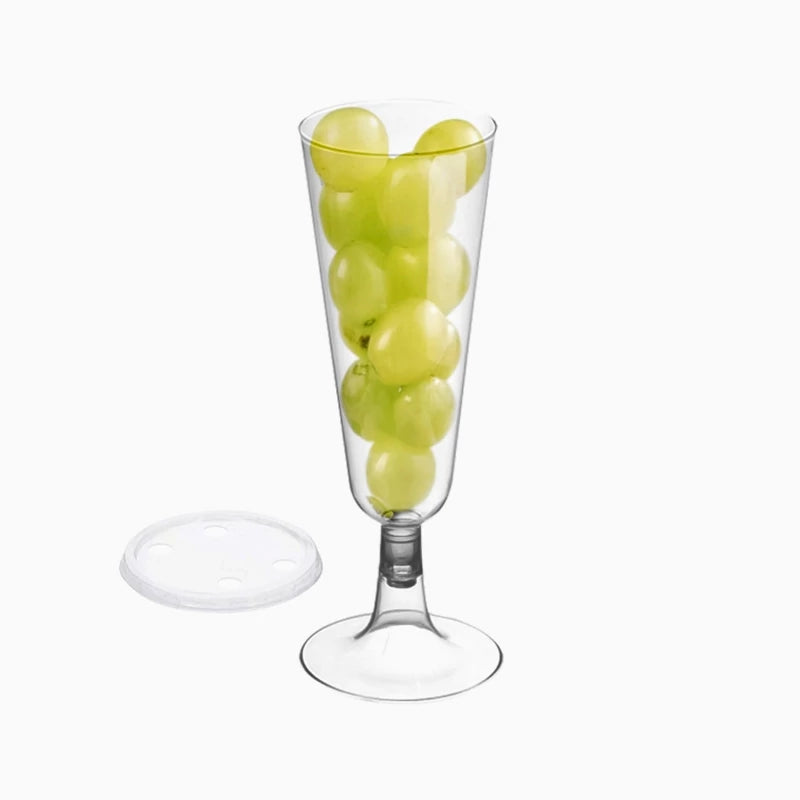 Wiederverwendbarer Cava-Becher aus PP-Kunststoff, 150 ml, mit transparentem Deckel (50 Stück)