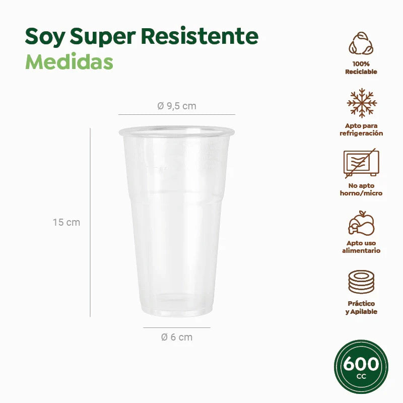 Vaso Pinta Plástico PP Irrompible 600 cc Transparente (50 uds)