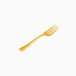 Tenedor Degustación Plástico PS Reutilizable Premium Metalizado 10 cm Oro (25 uds)