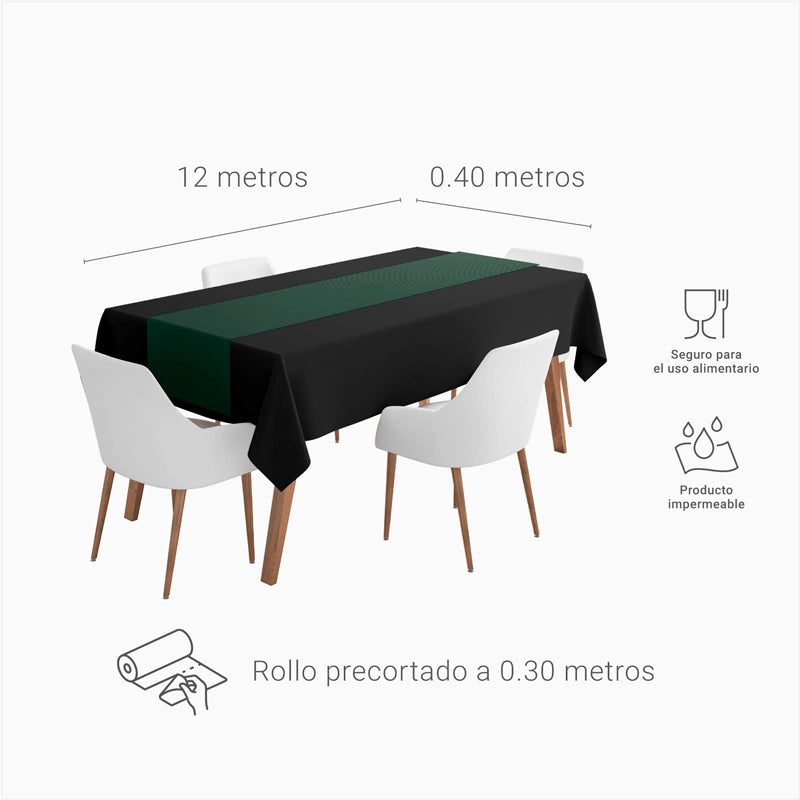 TNT TABLE ROAD ROLO DE 12M com precort a 0,30 cm de verde escuro