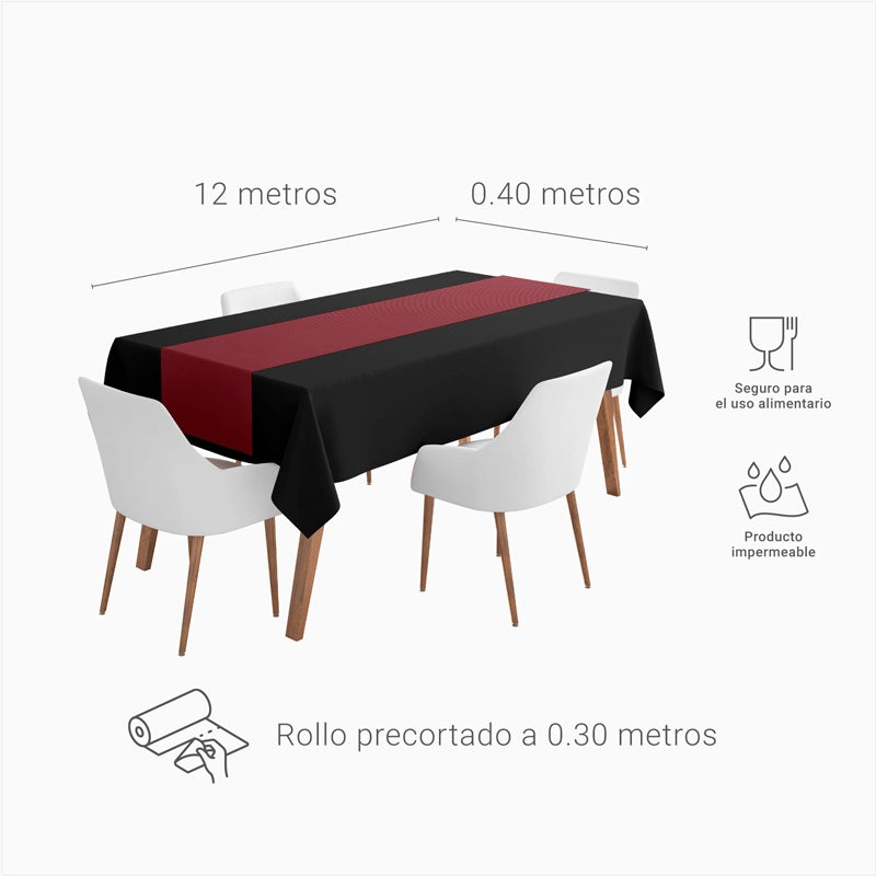 TNT TABLE ROAD ROLO de 12m com precort a 0,30cm Bordeaux