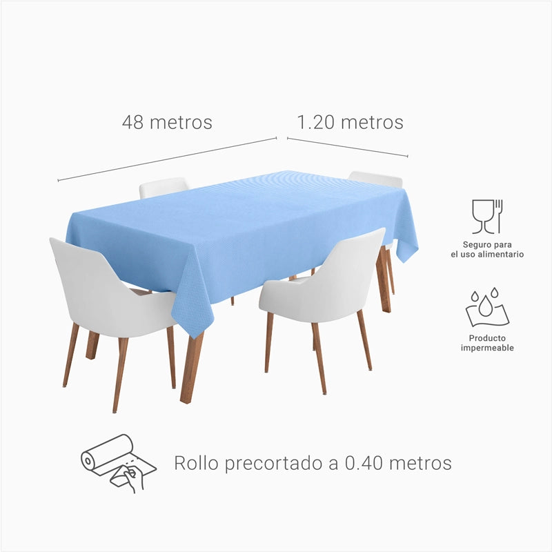 Rollo Mantel TNT de 48m con Precorte a 0.40 cm Azul Pastel