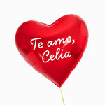 Balão Foil 45 cm Coração Vermelho Frase Personalizada Vinil Branco