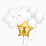 Gold Cloud Balloons Set Personalized Name White Vinyl