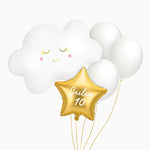 Set Globos Nube Personalizado Nombre y Edad Vinilo Blanco