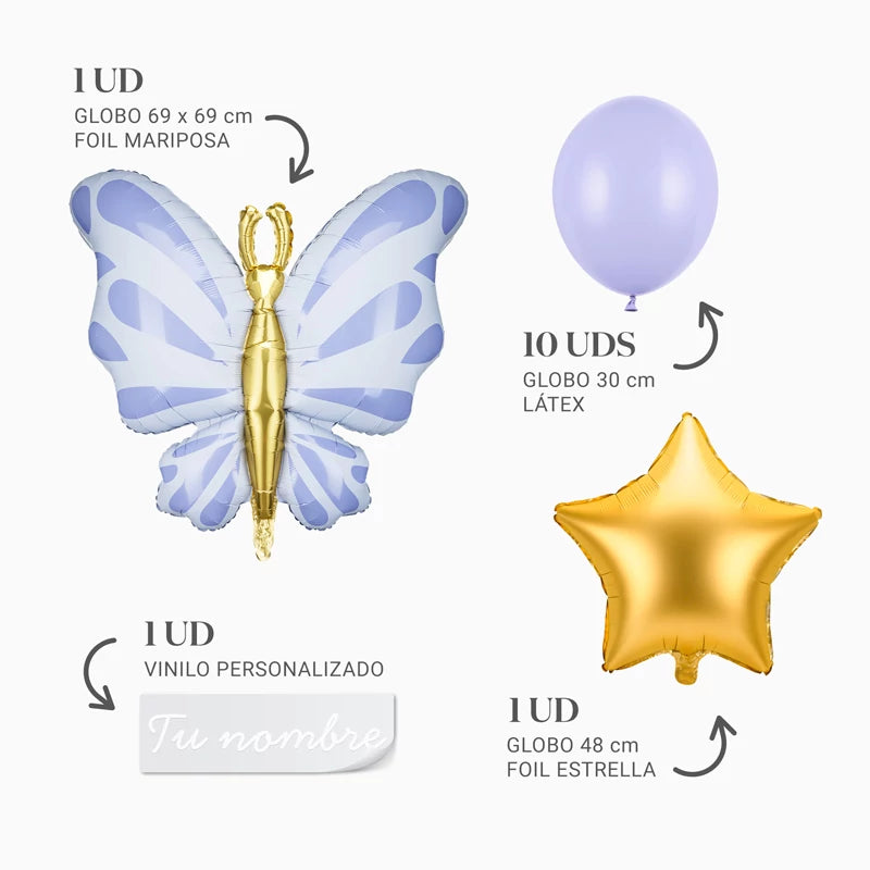 Inspiracion con Définissez des ballons Mariposa personnalisés vinyle blanc