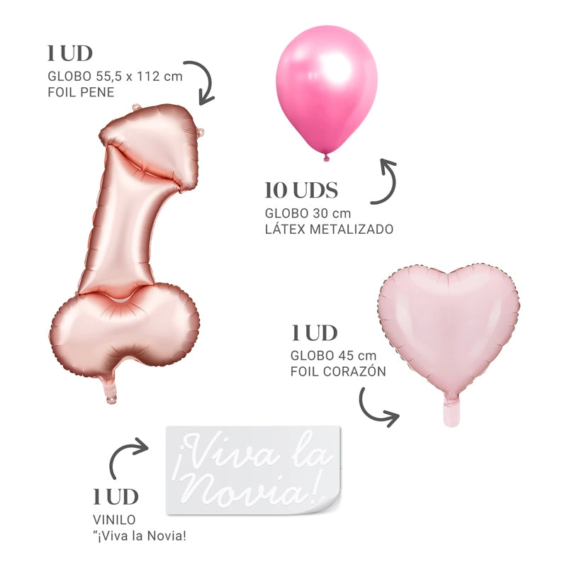 Conjunto de balões de chá de panela de vinil branco e folha de pênis de látex