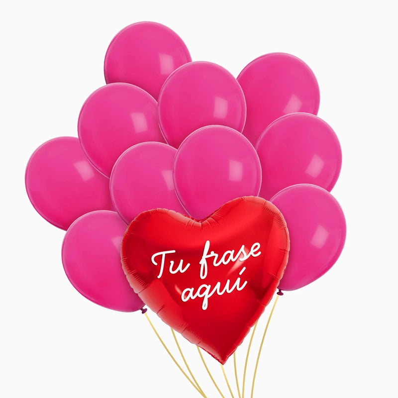 Set Balloos Heart Frase personalizzata Valentín Vinilo Blanco