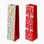 Bolsa Regalo Botella Vino Navidad 8 x 10 x 35 cm Natural Christmas
