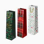Bolsa Regalo Botella Vino Navidad 10 x 8 x 35 cm Acebo