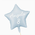 Personalized Blue Star Globo Name and Blanco Vinyl Age