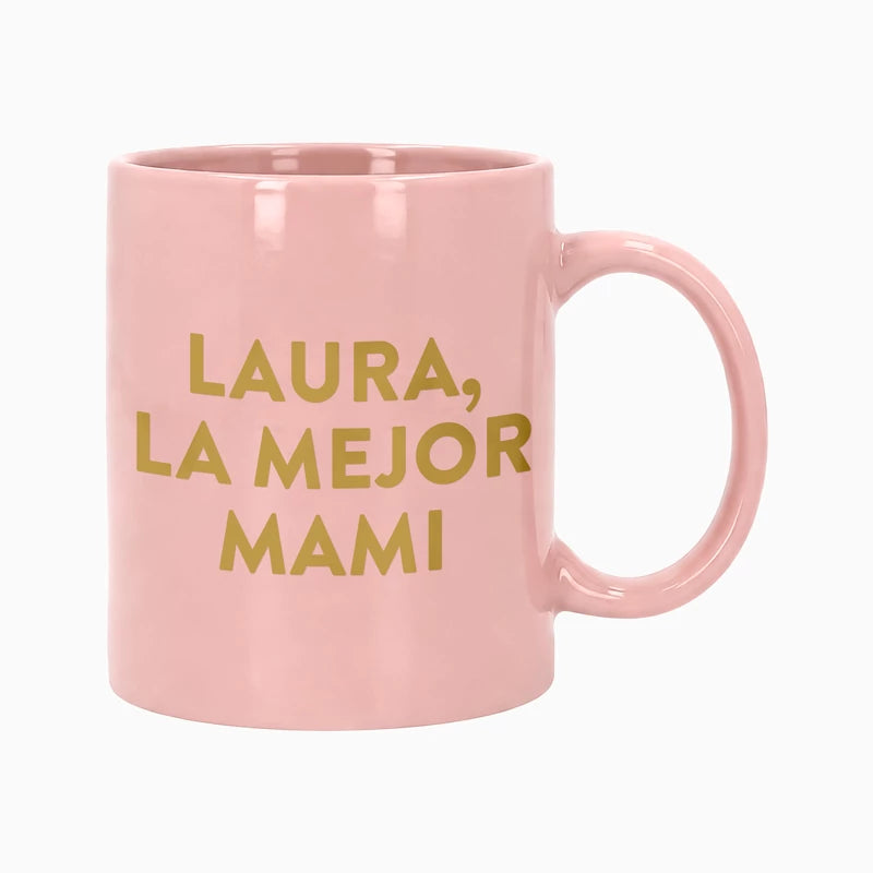 Taza Cerámica 'Nombre, la mejor mami' Personalizado Rosa Pastel