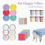 Kit Mesa Basic 12 Personas Happy Vibes Azul