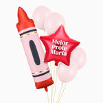Personalisiertes Set mit Luftballons aus weißem Vinyl mit Namen des Lehrers