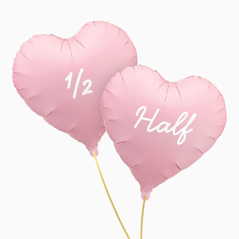 Globo Foil Mate 35 cm Corazón Rosa Pastel 6 Meses Vinilo Blanco