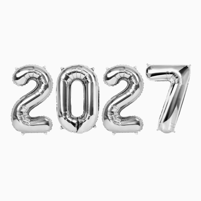 Set Globos Foil 2027 Nochevieja Plata