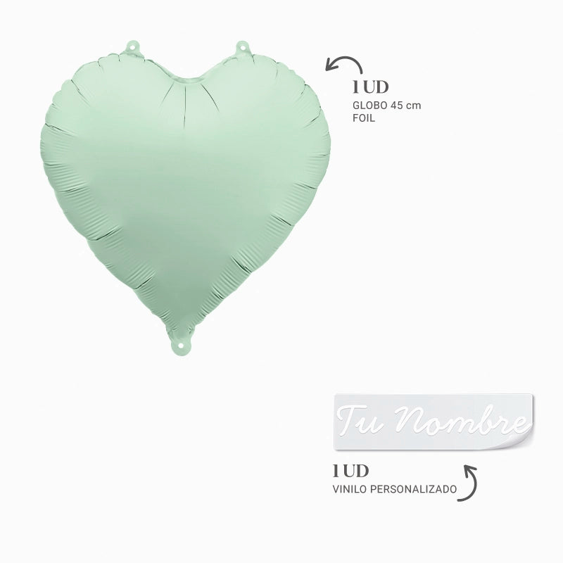 Fail Mate Green Heart Custom Pisted Name Name Vinil