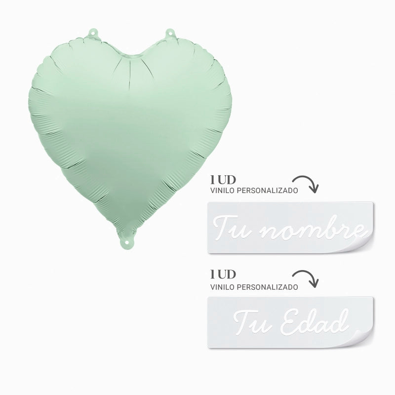 Custom Green Cake Foil Globe Name Name and Age Blanco Vinyl