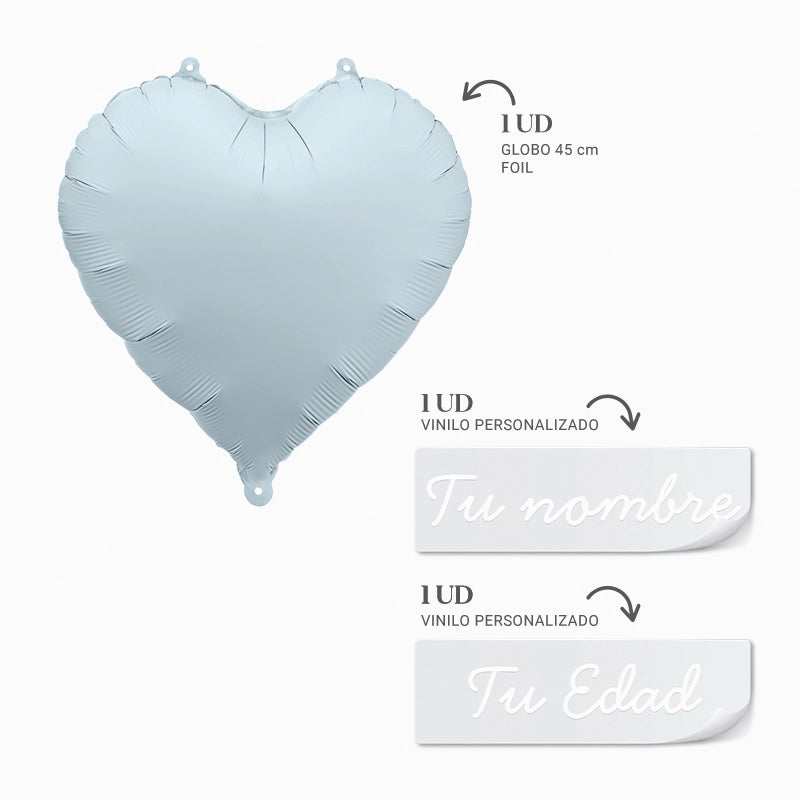 Custom Blue Foil Blue Globo Name and Blanco Vinyl Age