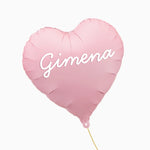 Balão de companheiro personalizado Nome do coração rosa vinilo blanco