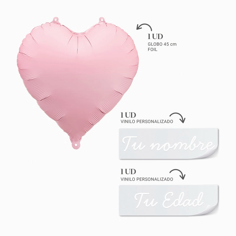 Bail Mate Nome do coração rosa personalizado e Age Blanco Vinyl