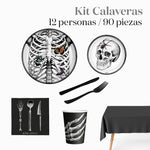 Kit Mesa Premium Calavera 12 Personas 90 piezas