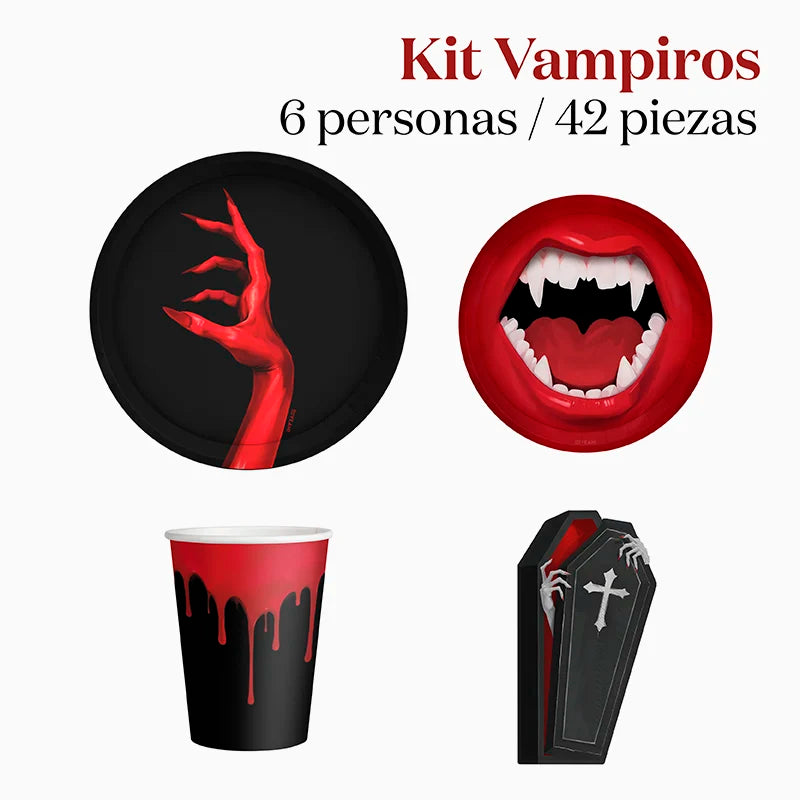 Kit Mesa Basic Vampiros 6 Personas 42 piezas