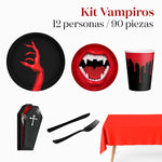Kit Mesa Premium Vampiros 12 Personas 90 piezas