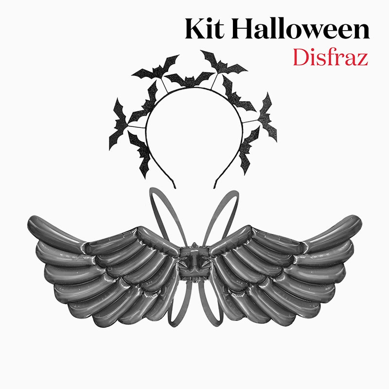 Kit Disfraz Ángel Negro Halloween