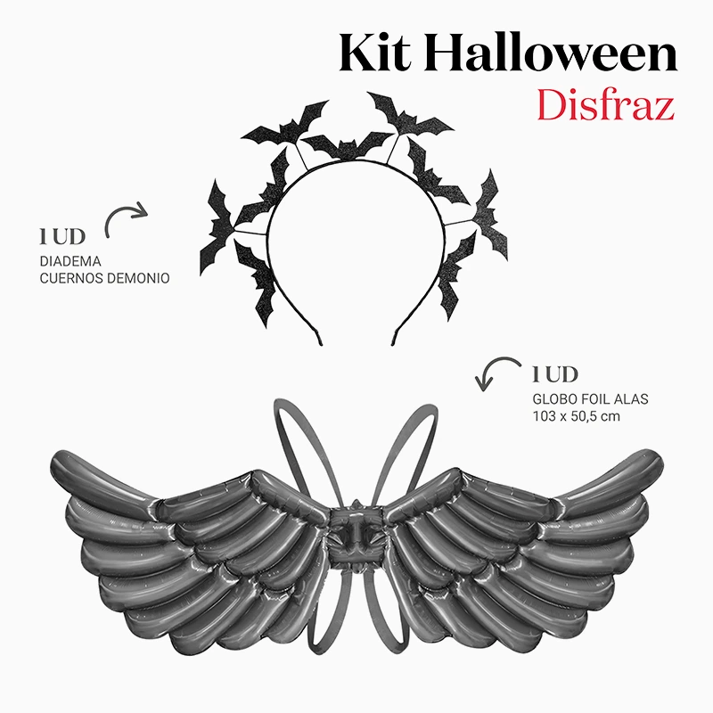 Kit Costume Angel Black Halloween