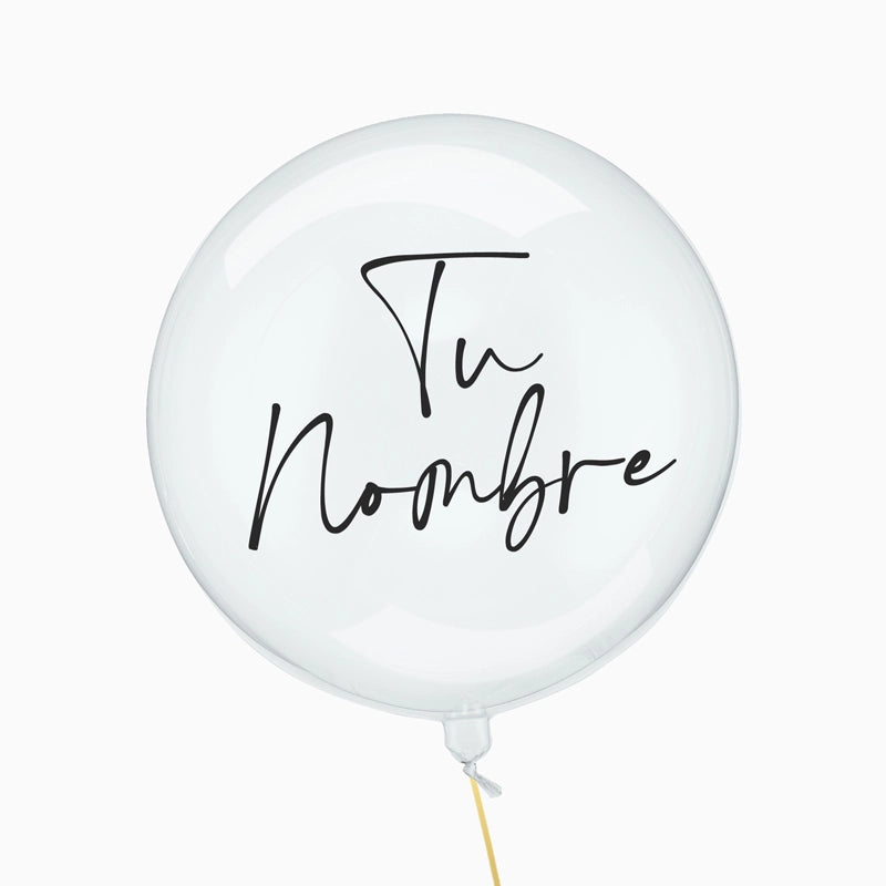 Transparent Bubble Balloon Ø 40 cm Personalized Name Black Vinyl