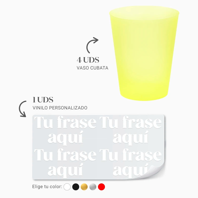 Inspiracion con Breites gelbes Cubata-Glas, 480 cm³, personalisierbar