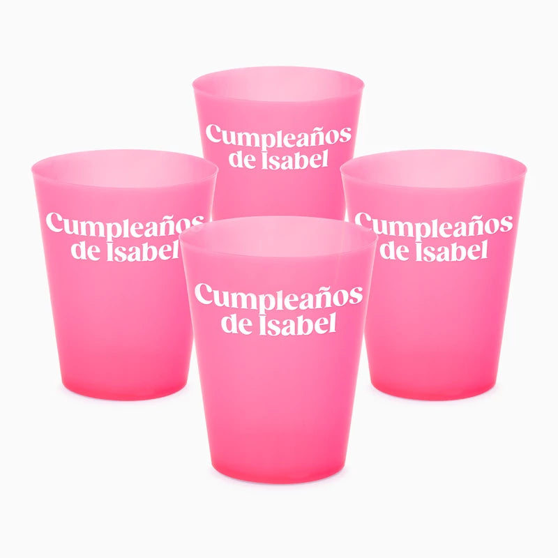 Breites rosafarbenes Cubata-Glas, 480 cc, personalisierte Aufkleber