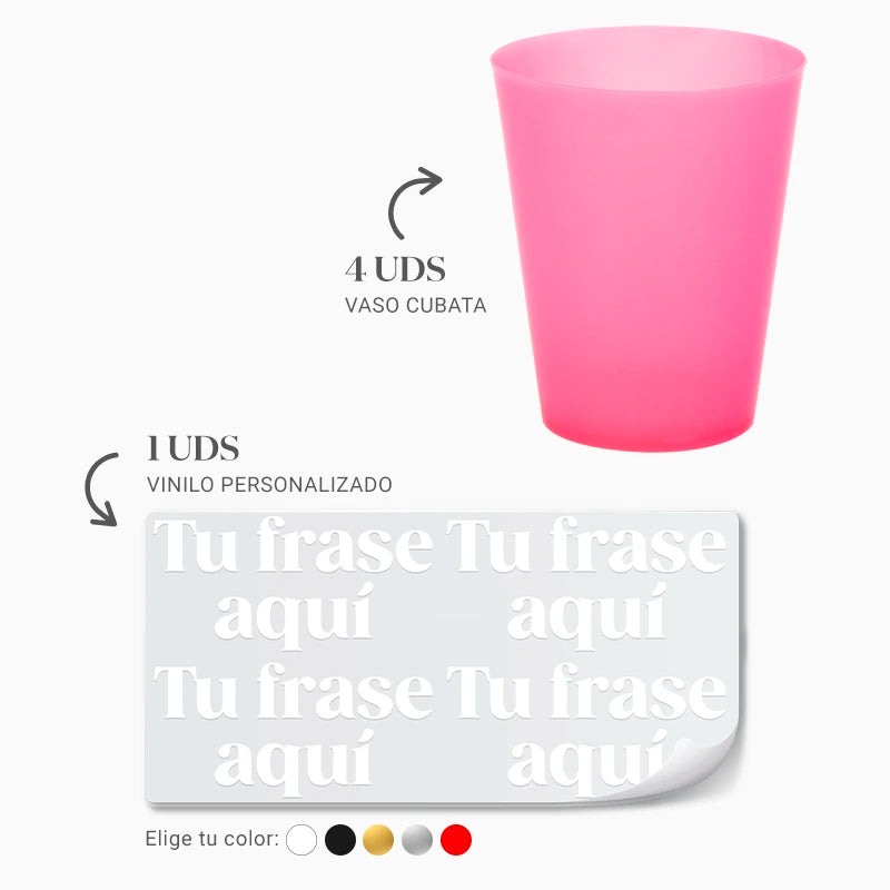 Inspiracion con Breites rosafarbenes Cubata-Glas, 480 cc, personalisierte Aufkleber