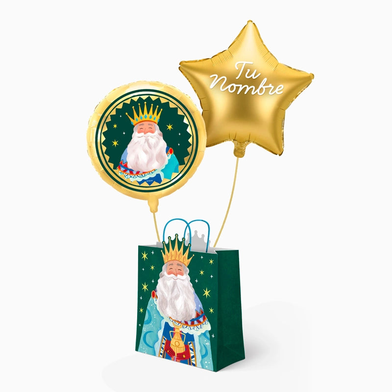 Fail King Melchor Globo + große Geschenktüte + Custom Gold Star