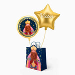 Globo Foil Rey Mago Gaspar + Bolsa Regalo Grande + Estrella Oro Personalizado Vinilo Blanco