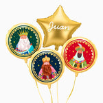 Globos Foil Reyes Magos con Estrella Oro Personalizado Vinilo Blanco