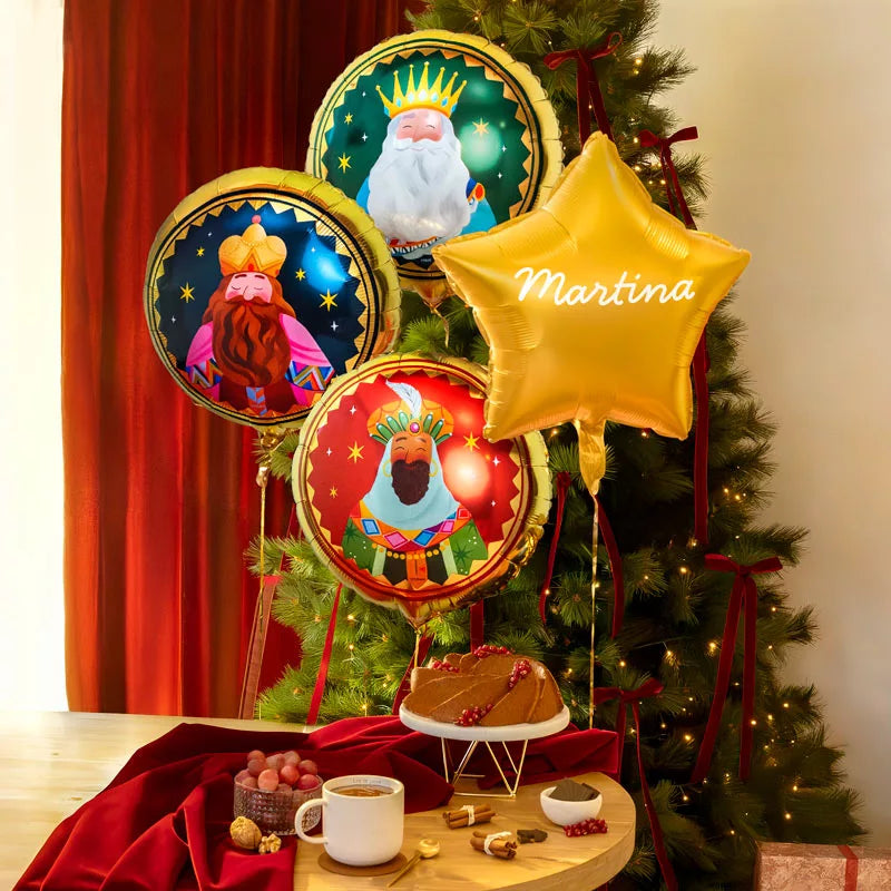 Palloncini foil Tre Re Magi con vinile bianco personalizzato Stella dorata