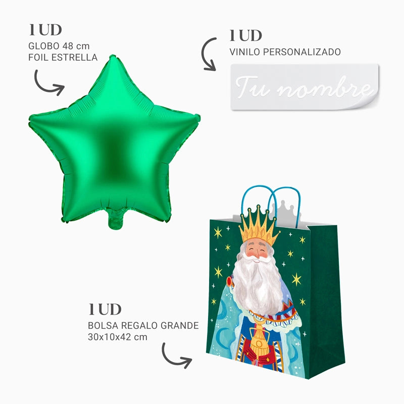 Melchor große Geschenktüte und Custom Green Star Vinyl
