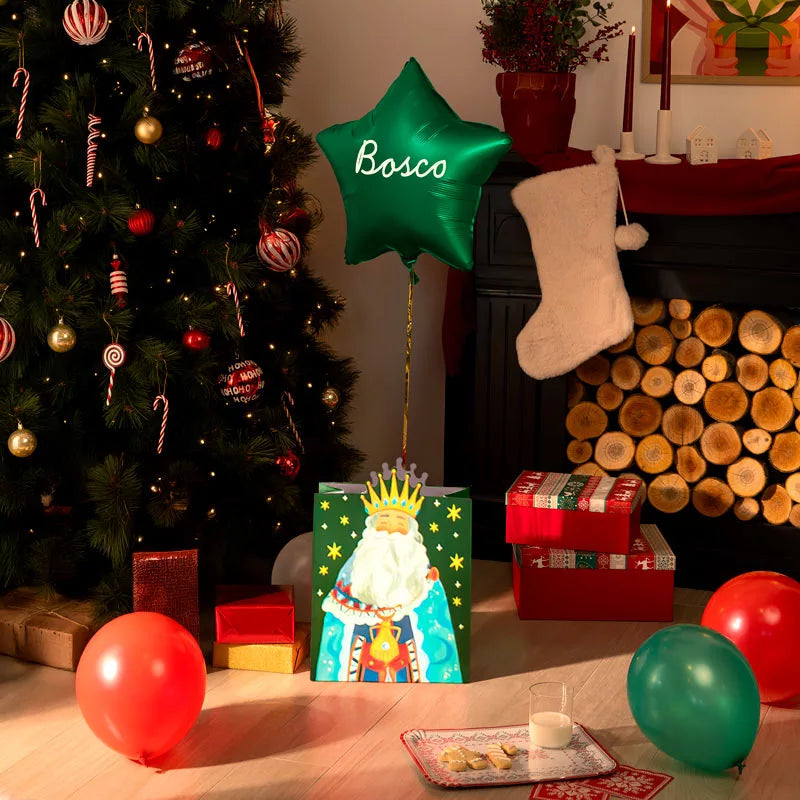 Borsa regalo grande Melchor e Green Star in vinile bianco personalizzato