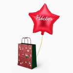 Bolsa Regalo Mediana Elfo Travieso y Estrella Roja Personalizado Vinilo Blanco