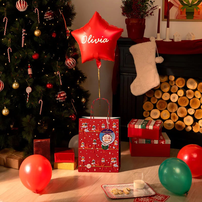 Borsa regalo media Elfo cattivo e stella rossa Vinile bianco personalizzato