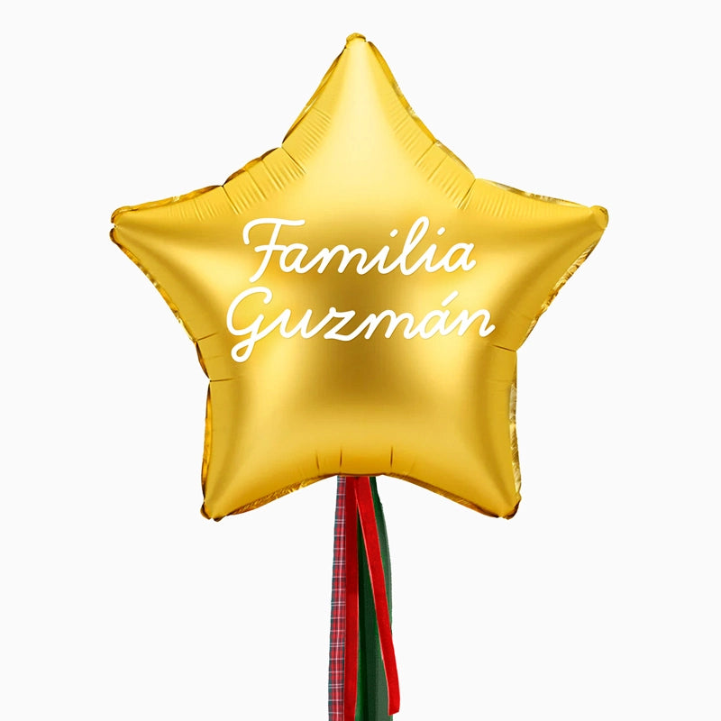 Globo Estrella Oro XL con Telas Familia X Vinilo Blanco