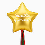 Globo Estrella Oro XL con Telas Familia X Vinilo Blanco