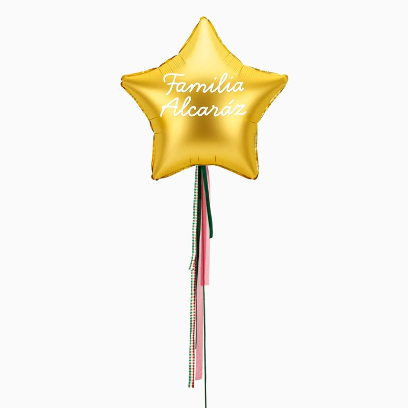 Globo Estrella Oro XL con Telas Familia X Vinilo Blanco