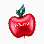 Globo Foil Manzana Personalizado Nombre Vinilo Blanco